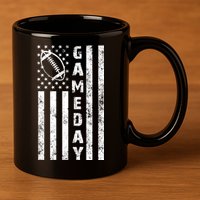 Game Day American Flag Football Lover 11oz C Handle Ceramic Mug