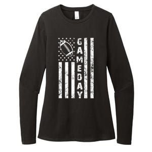 Game Day American Flag Football Lover Womens CVC Long Sleeve Shirt