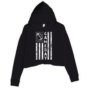 Game Day American Flag Football Lover Crop Fleece Hoodie