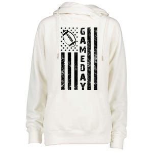 Game Day American Flag Football Lover Womens Funnel Neck Pullover Hood