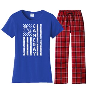 Game Day American Flag Football Lover Women's Flannel Pajama Set