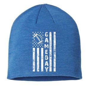 Game Day American Flag Football Lover Sustainable Beanie