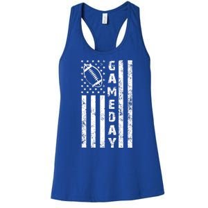 Game Day American Flag Football Lover Women's Racerback Tank