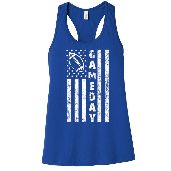 Game Day American Flag Football Lover Women's Racerback Tank