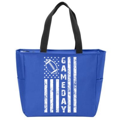 Game Day American Flag Football Lover Zip Tote Bag