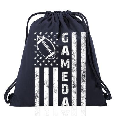 Game Day American Flag Football Lover Drawstring Bag