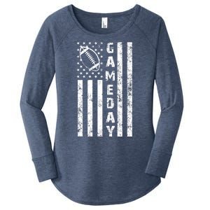 Game Day American Flag Football Lover Women's Perfect Tri Tunic Long Sleeve Shirt