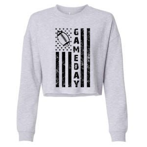 Game Day American Flag Football Lover Cropped Pullover Crew