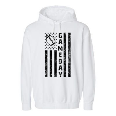 Game Day American Flag Football Lover Garment-Dyed Fleece Hoodie