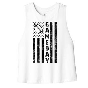 Game Day American Flag Football Lover Women's Racerback Cropped Tank