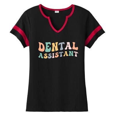 Groovy Dental Assistant Dental Assisting Funny Gift Ladies Halftime Notch Neck Tee