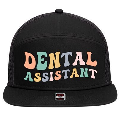 Groovy Dental Assistant Dental Assisting Funny Gift 7 Panel Mesh Trucker Snapback Hat