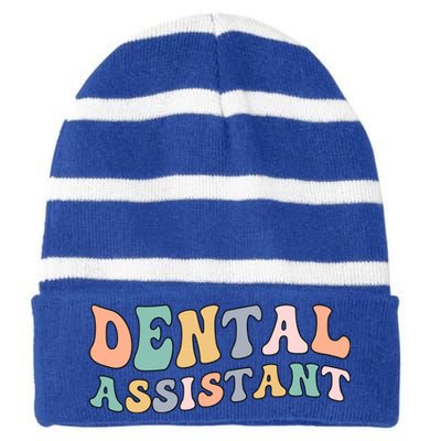 Groovy Dental Assistant Dental Assisting Funny Gift Striped Beanie with Solid Band