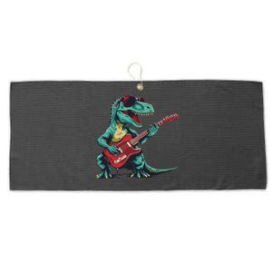 Guitar Dinosaur And Music Lovers Large Microfiber Waffle Golf Towel