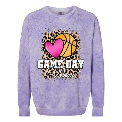 Game Day Basketball Leopard Print  Basketball Colorblast Crewneck Sweatshirt