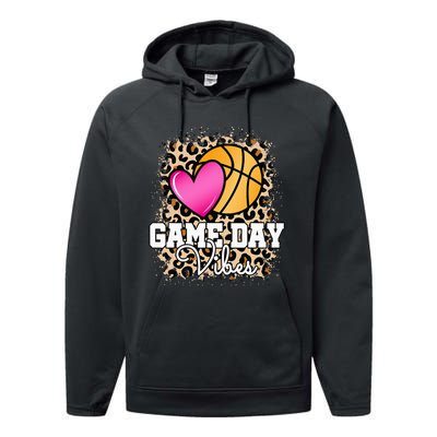 Game Day Basketball Leopard Print  Basketball Performance Fleece Hoodie