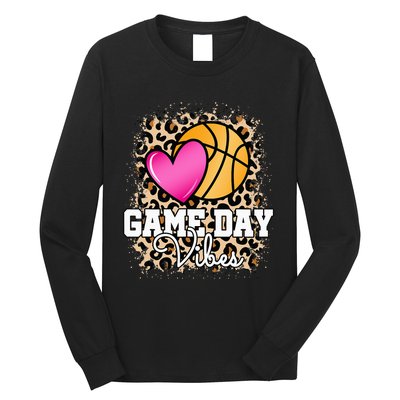 Game Day Basketball Leopard Print  Basketball Long Sleeve Shirt