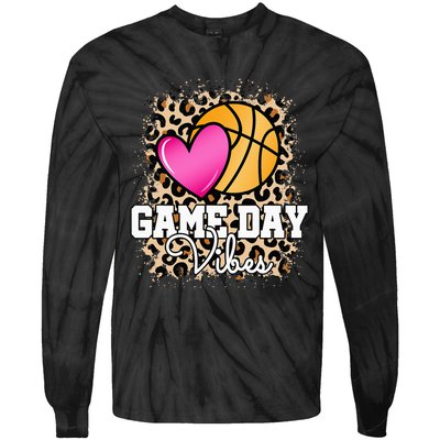 Game Day Basketball Leopard Print  Basketball Tie-Dye Long Sleeve Shirt