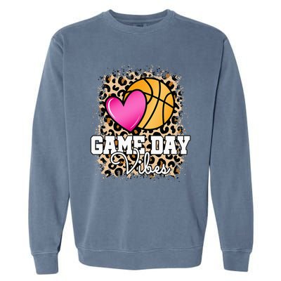 Game Day Basketball Leopard Print  Basketball Garment-Dyed Sweatshirt