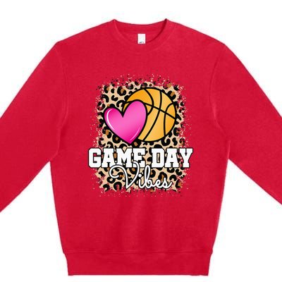 Game Day Basketball Leopard Print  Basketball Premium Crewneck Sweatshirt