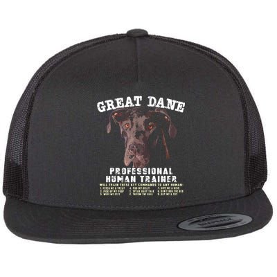 Great Dane Black Professional Human Trainer Flat Bill Trucker Hat