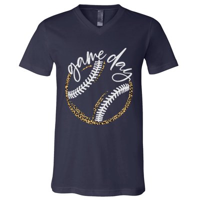 Game Day Baseball Baseball Life Softball Life For Mom V-Neck T-Shirt