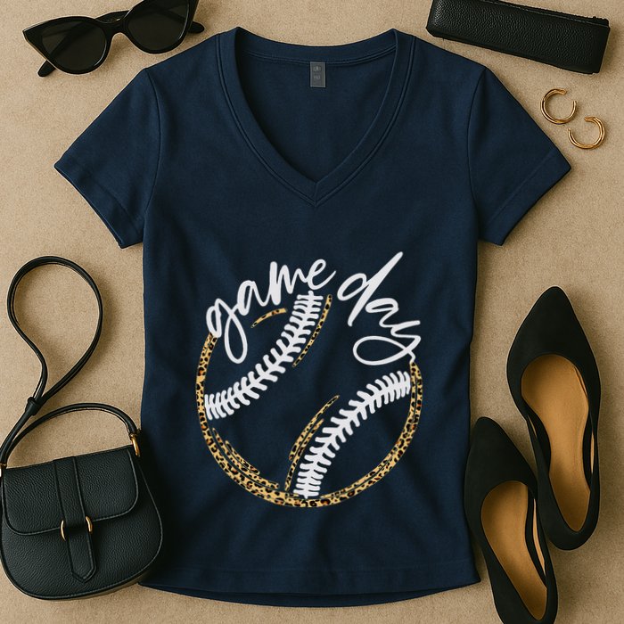 Game Day Baseball Baseball Life Softball Life For Mom Women's V-Neck T-Shirt