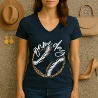 Game Day Baseball Baseball Life Softball Life For Mom Women's V-Neck T-Shirt