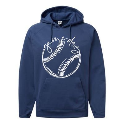 Game Day Baseball Baseball Life Softball Life Gift For Mom Performance Fleece Hoodie