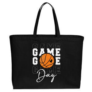 Game Day Basketball Boy Girl Basketball Mom Cotton Canvas Jumbo Tote