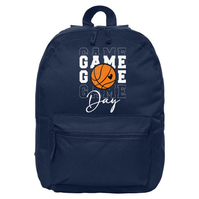 Game Day Basketball Boy Girl Basketball Mom 16 in Basic Backpack