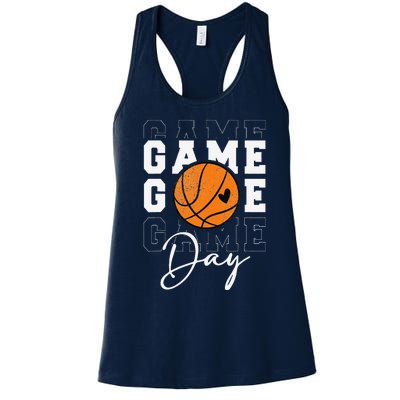 Game Day Basketball Boy Girl Basketball Mom Women's Racerback Tank