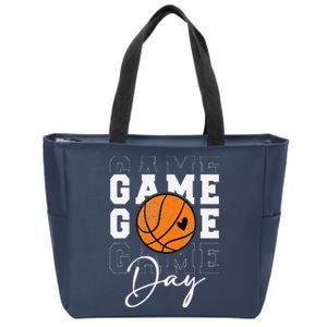 Game Day Basketball Boy Girl Basketball Mom Zip Tote Bag