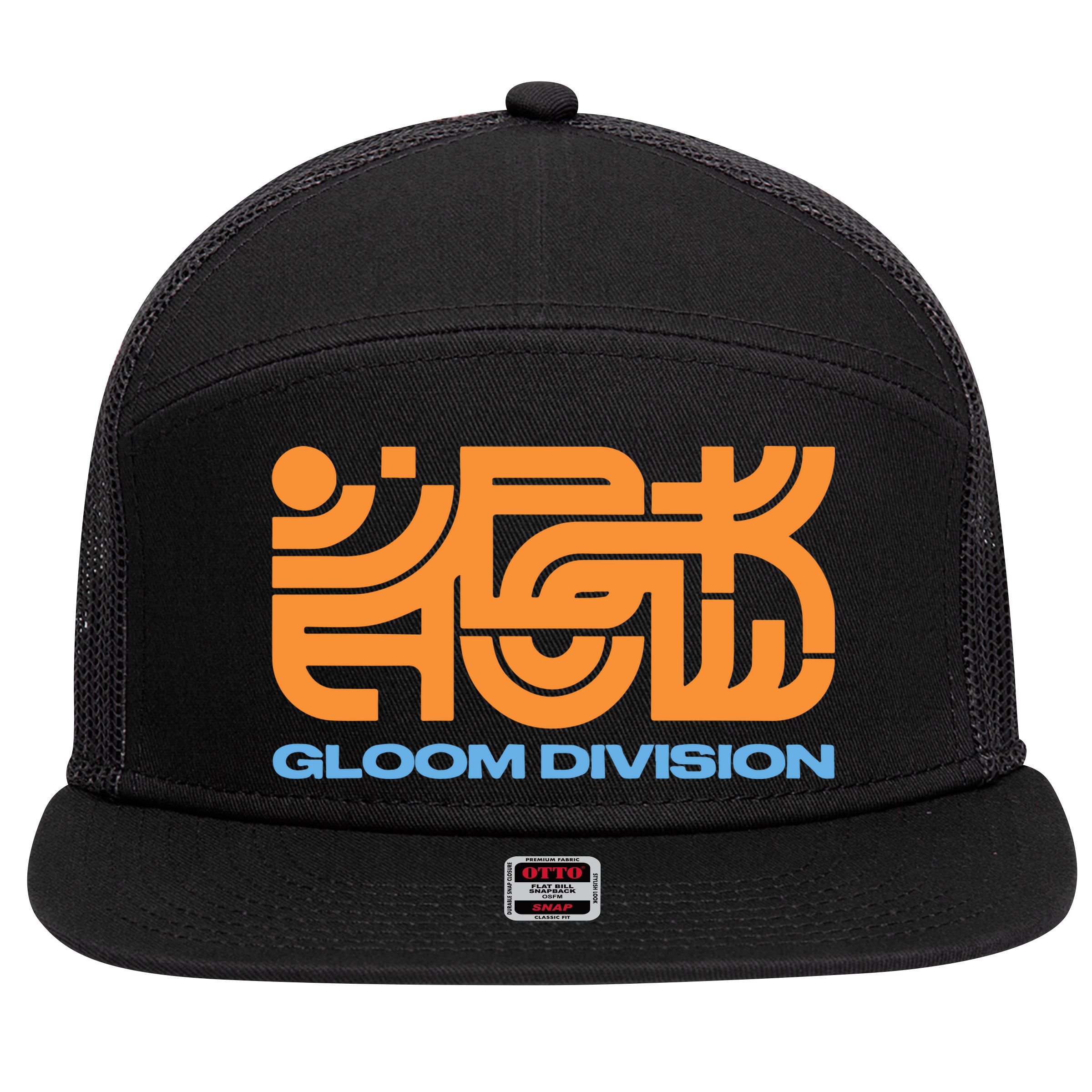 Gloom Division Black 7 Panel Mesh Trucker Snapback Hat