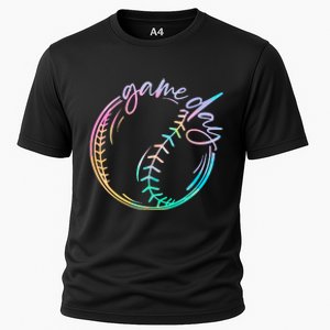 Game Day Baseball Baseball Life Softball Life Mom Tie Dye Cooling Performance Crew T-Shirt