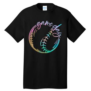 Game Day Baseball Baseball Life Softball Life Mom Tie Dye Tall T-Shirt