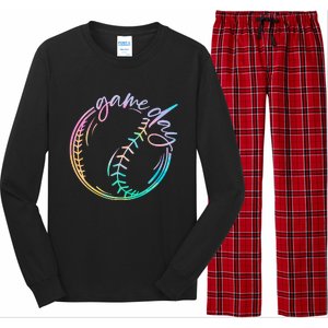 Game Day Baseball Baseball Life Softball Life Mom Tie Dye Long Sleeve Pajama Set