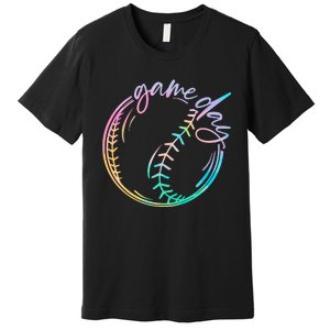 Game Day Baseball Baseball Life Softball Life Mom Tie Dye Premium T-Shirt