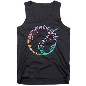 Game Day Baseball Baseball Life Softball Life Mom Tie Dye Tank Top