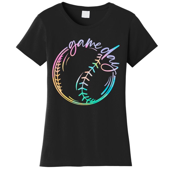 Game Day Baseball Baseball Life Softball Life Mom Tie Dye Women's T-Shirt