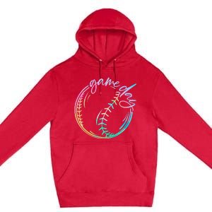 Game Day Baseball Baseball Life Softball Life Mom Tie Dye Premium Pullover Hoodie