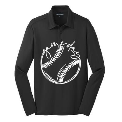 Game Day Baseball Baseball Life Softball Life For Mom Gift Silk Touch Performance Long Sleeve Polo