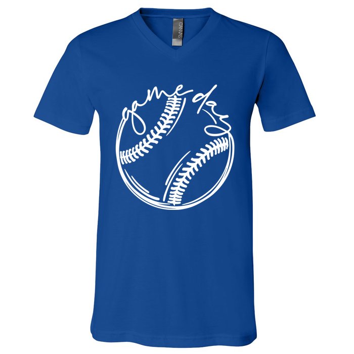 Game Day Baseball Baseball Life Softball Life For Mom Gift V-Neck T-Shirt