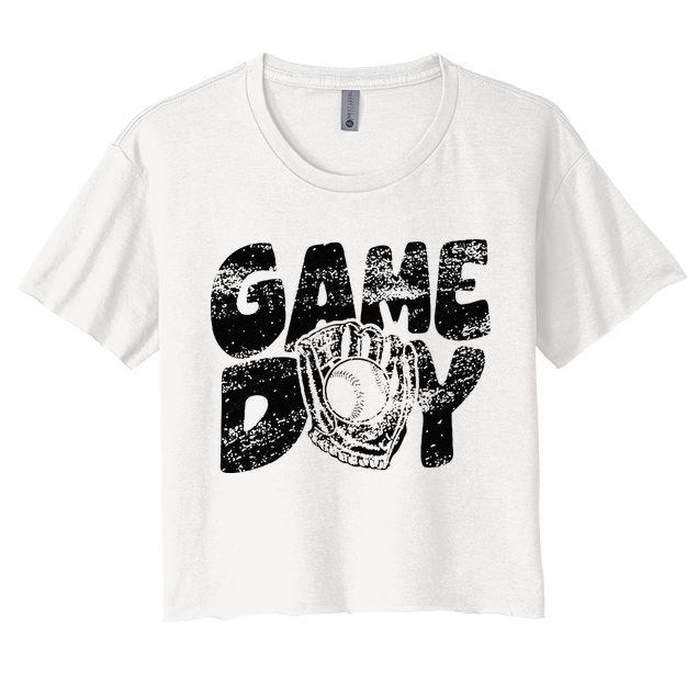 Game Day Baseball Happy Mothers Day Funny Gift Women Men Crop Top