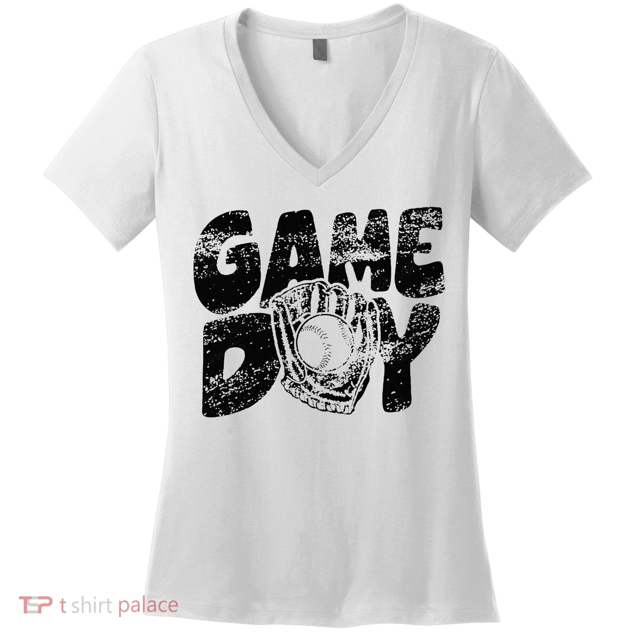 Game Day Baseball Happy Mothers Day Funny Gift Women Men Women's V-Neck T-Shirt