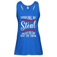 Game Day Baseball Funny Thou Shall Not Steal Funny Gift Ladies Essential Flowy Tank