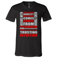 Good Design Begins With Honesty Asks Tough Questions Comes From Collaboration V-Neck T-Shirt