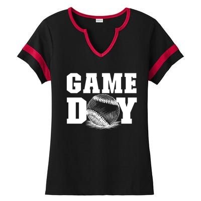 Game Day Baseball Funny Gift Mom Game Day Baseball Funny Gift Baseball Gift Ladies Halftime Notch Neck Tee