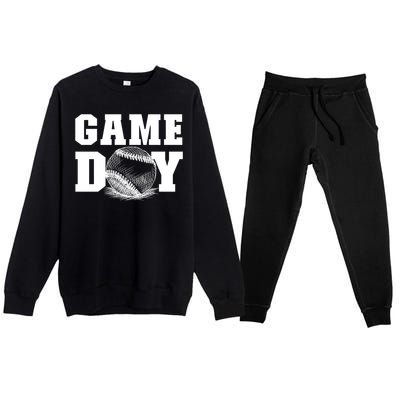 Game Day Baseball Funny Gift Mom Game Day Baseball Funny Gift Baseball Gift Premium Crewneck Sweatsuit Set