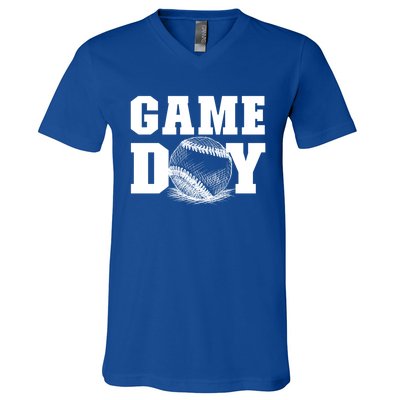 Game Day Baseball Funny Gift Mom Game Day Baseball Funny Gift Baseball Gift V-Neck T-Shirt